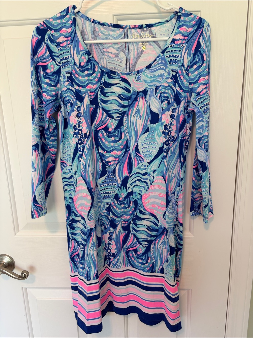 Lilly Pulitzer Beacon T-Shirt Dress Twilight Blue Scale Up Engineered Dress Sz S
